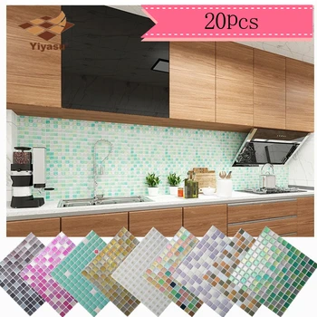 20pcs -DIY Isekleepuv Mosaiik Plaat Backsplash Seina Kleebis Vinüül Vannituba Köök Home Decor