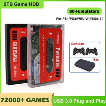 2TB HDD Välise Mäng Hard Disk Drive Sisseehitatud 72000+Mängud 80+ Kogumise PS2/WII/PS1/N64/PSP Plug and Play Windows ARVUTI