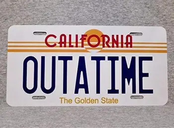 Metal Full Size numbrimärk Outatime Tagasi Tulevikku California Golden State Filmi Prop Replica Auto Sildi Seina Decor Mees