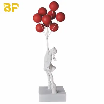 Moodsa Kunsti Lendavad Õhupallid Tüdruk Banksy Õhupalli Tüdruk Kujud Kunst Skulptuur Vaik Käsitöö Kodu Kaunistamiseks Punane Õhupall 56cm